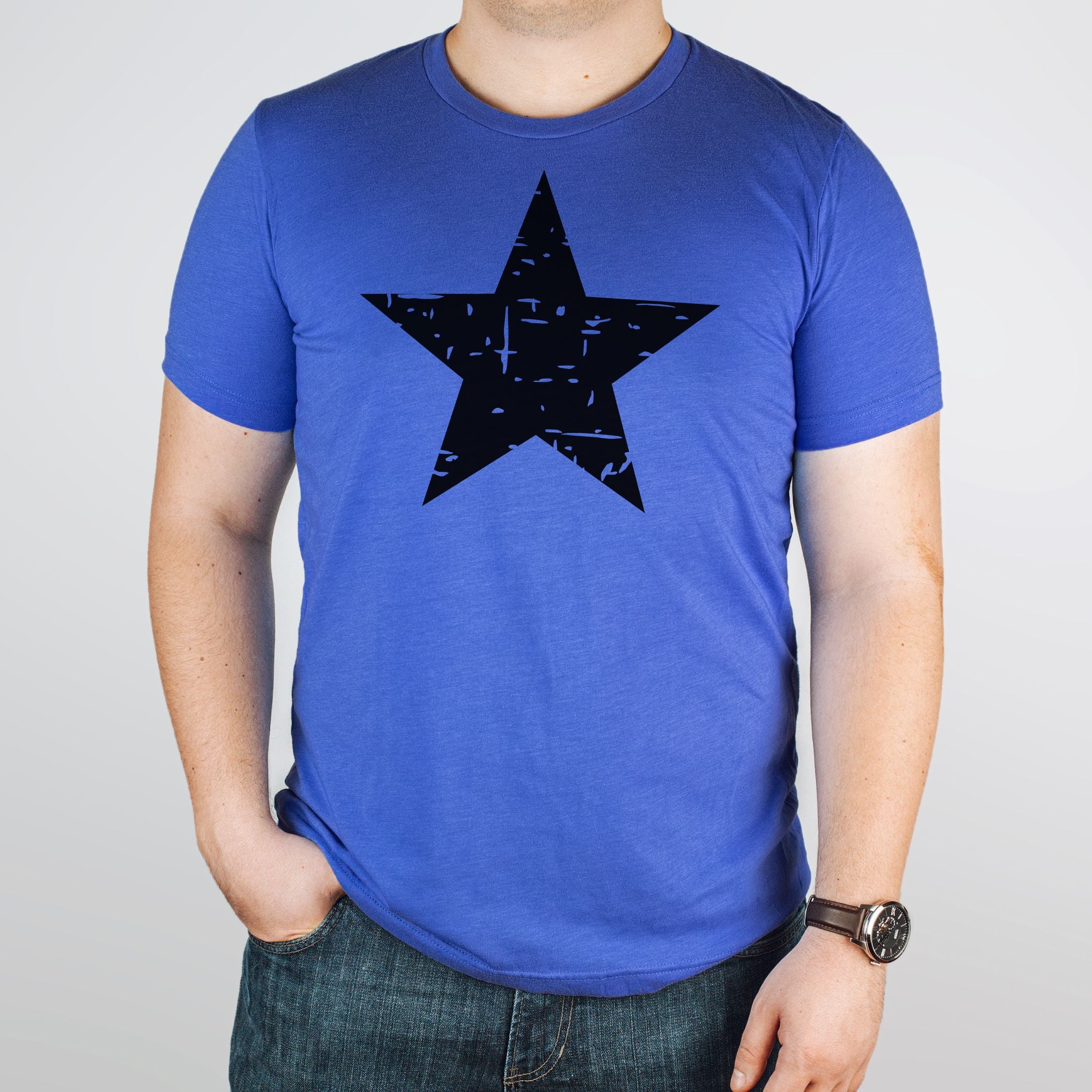 Vintage Star Graphic Tee Blue with Black Star – Indigo Bramble