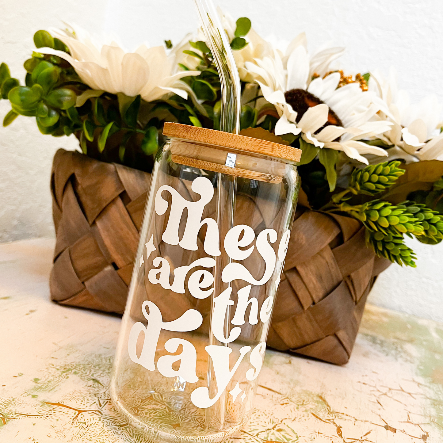 You are Magic Glass Can 16oz with Bamboo Lid and Glass Straw